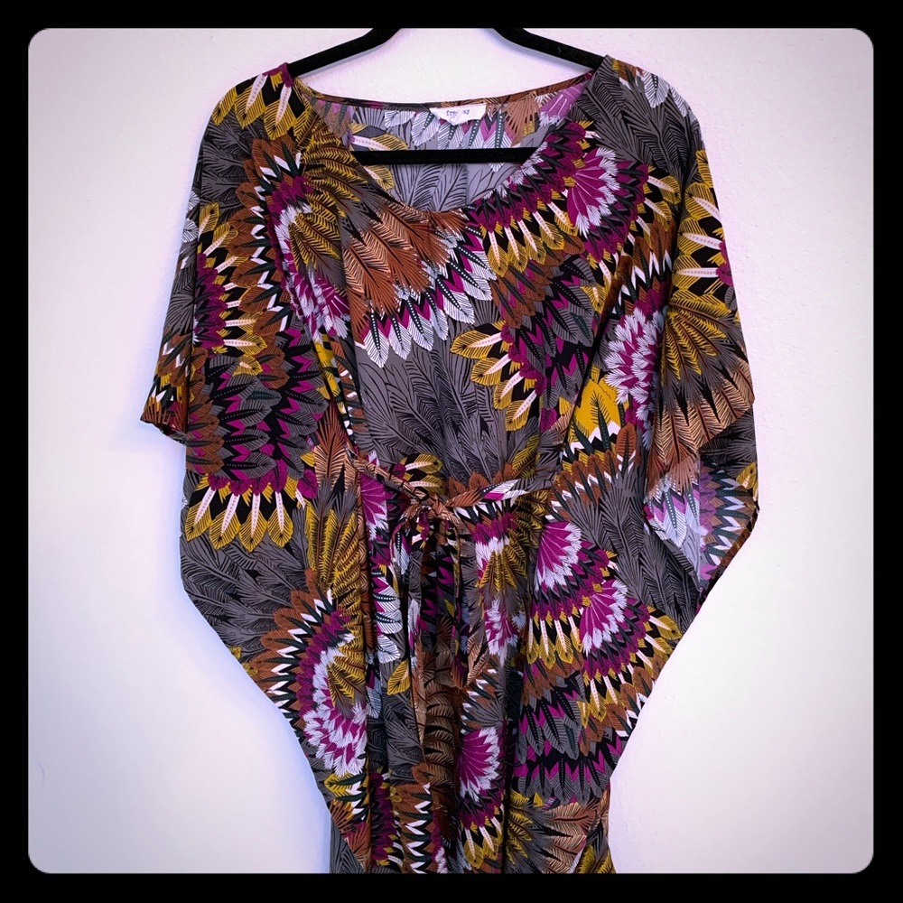 Tribal print short caftan